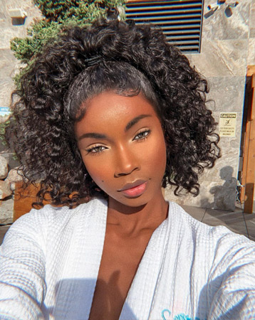 High curly ponytail