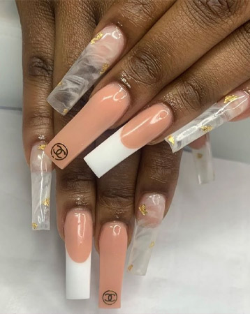 Designer logo nail manicure
