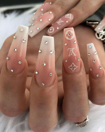 Designer logo nail manicure