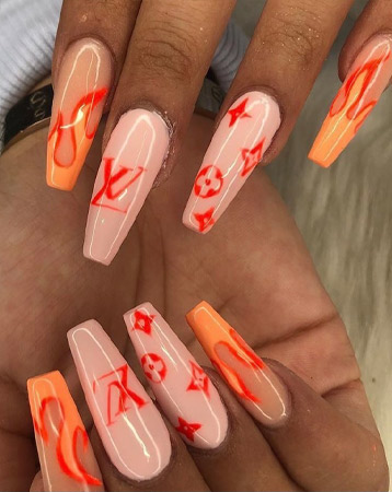 Designer logo nail manicure