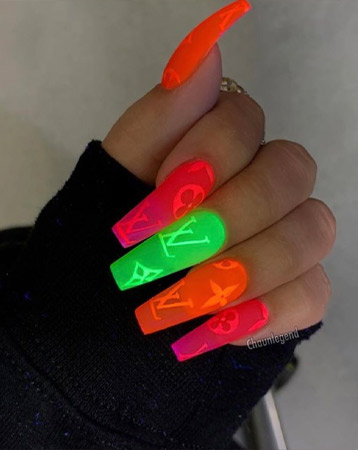 Designer logo nail manicure