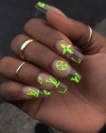 Designer logo nail manicure