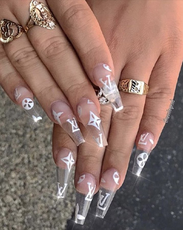 Designer logo nail manicure