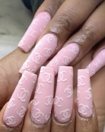 Designer logo nail manicure