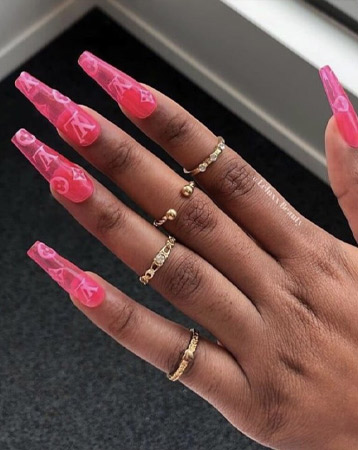 Designer logo nail manicure
