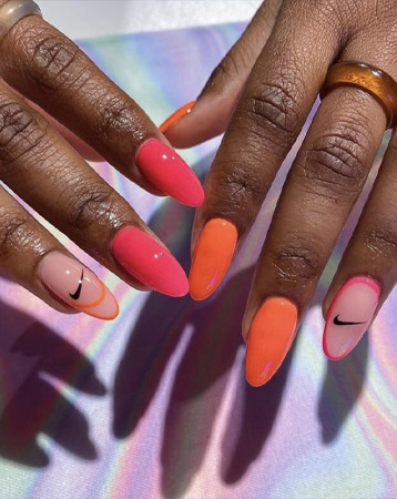 Designer logo nail manicure