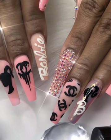 Designer logo nail manicure