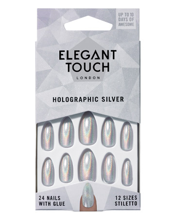 Elegant Touch Holographic Silver Nails