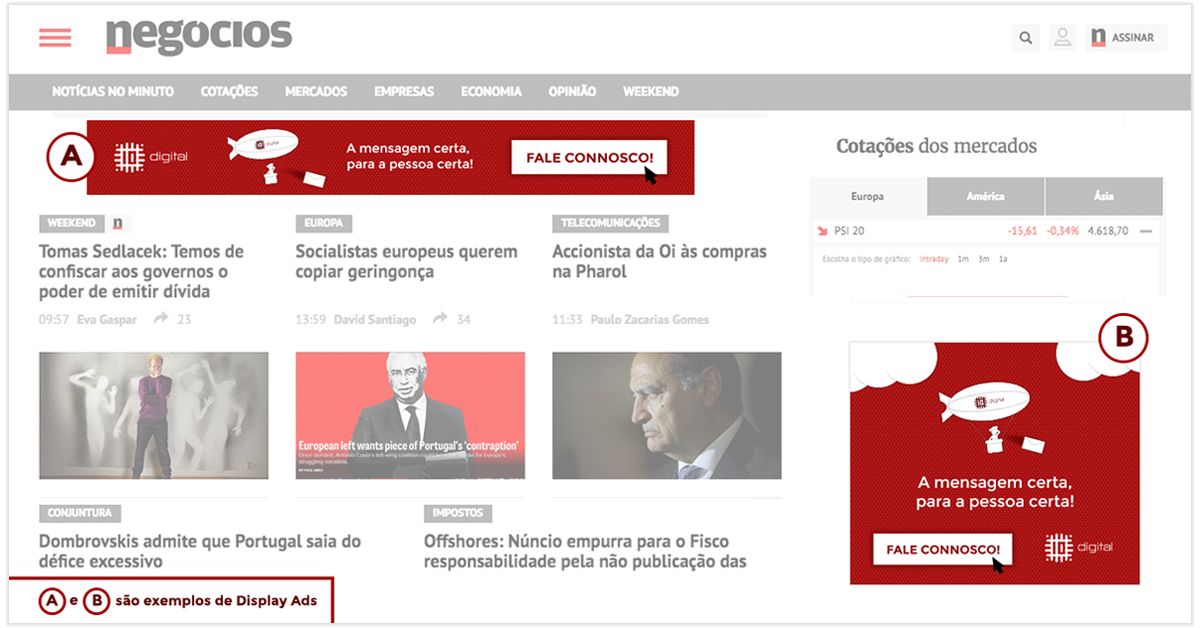 exemplos da rede de display do Google Ads. Saiba mais em https://academia360.eduzz.com