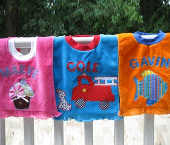 A sample of custom bibs