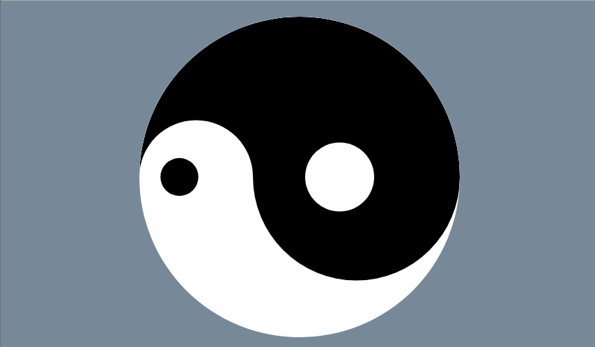 Símbolo yin e yang com um lado tentando "engolir" o outro