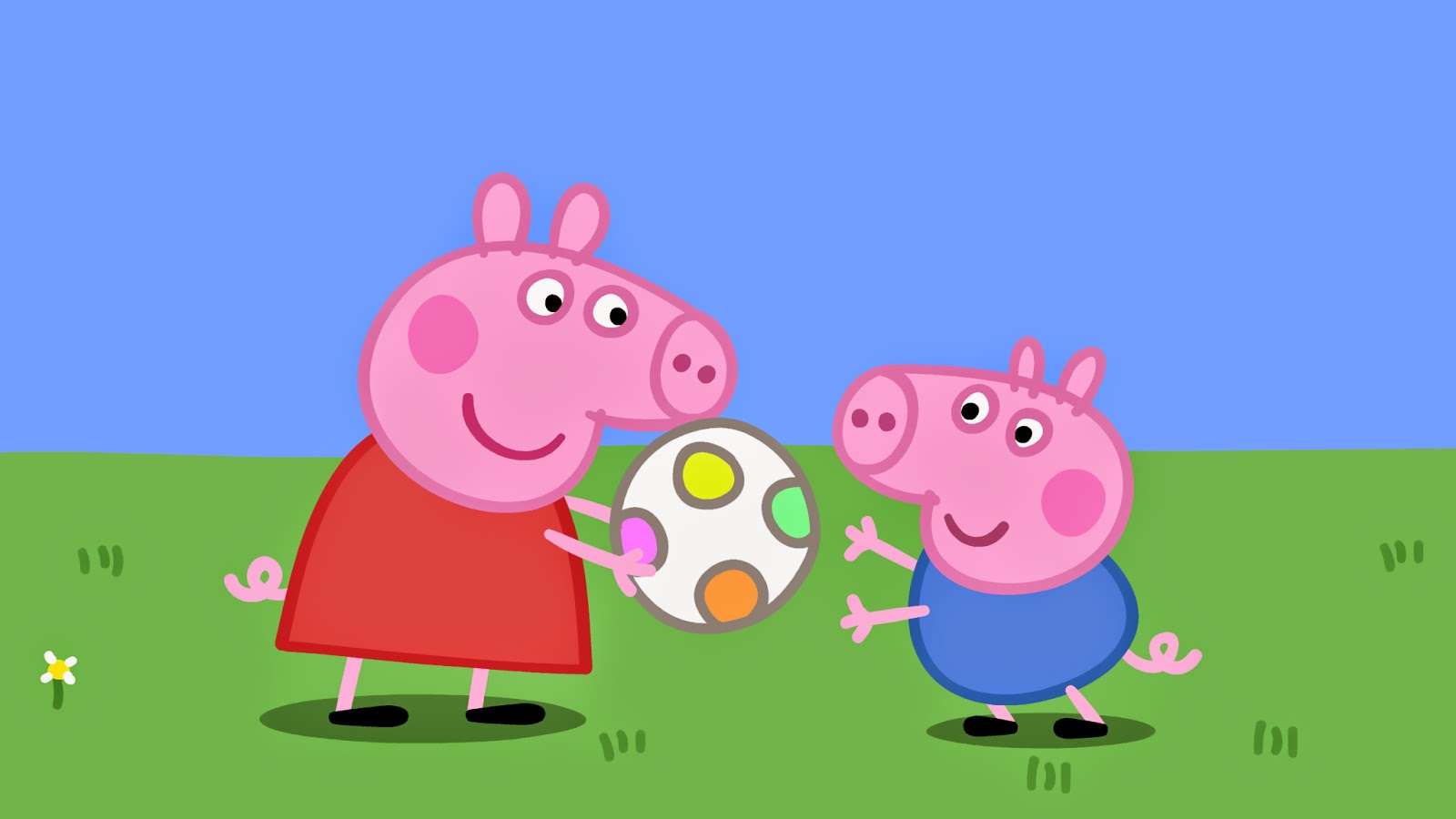 4 motivos para seus filhos assistirem Peppa Pig - Peppa e George brincando de bola