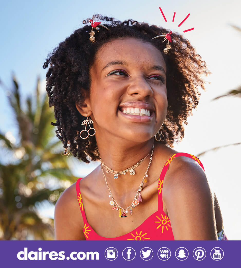 Young woman wearing Claire's accessories