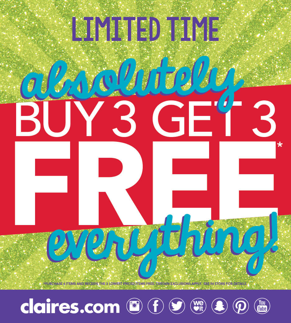 Absolutely Everything Buy 3 Get 3 Free sparkly poster
