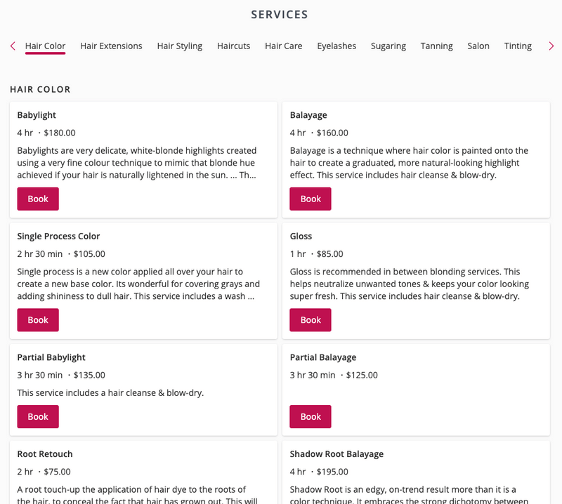 Salon Services Blush Makeup & Hair