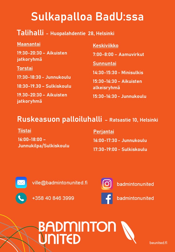 Syksyn harjoitusvuorot Helsingissä!