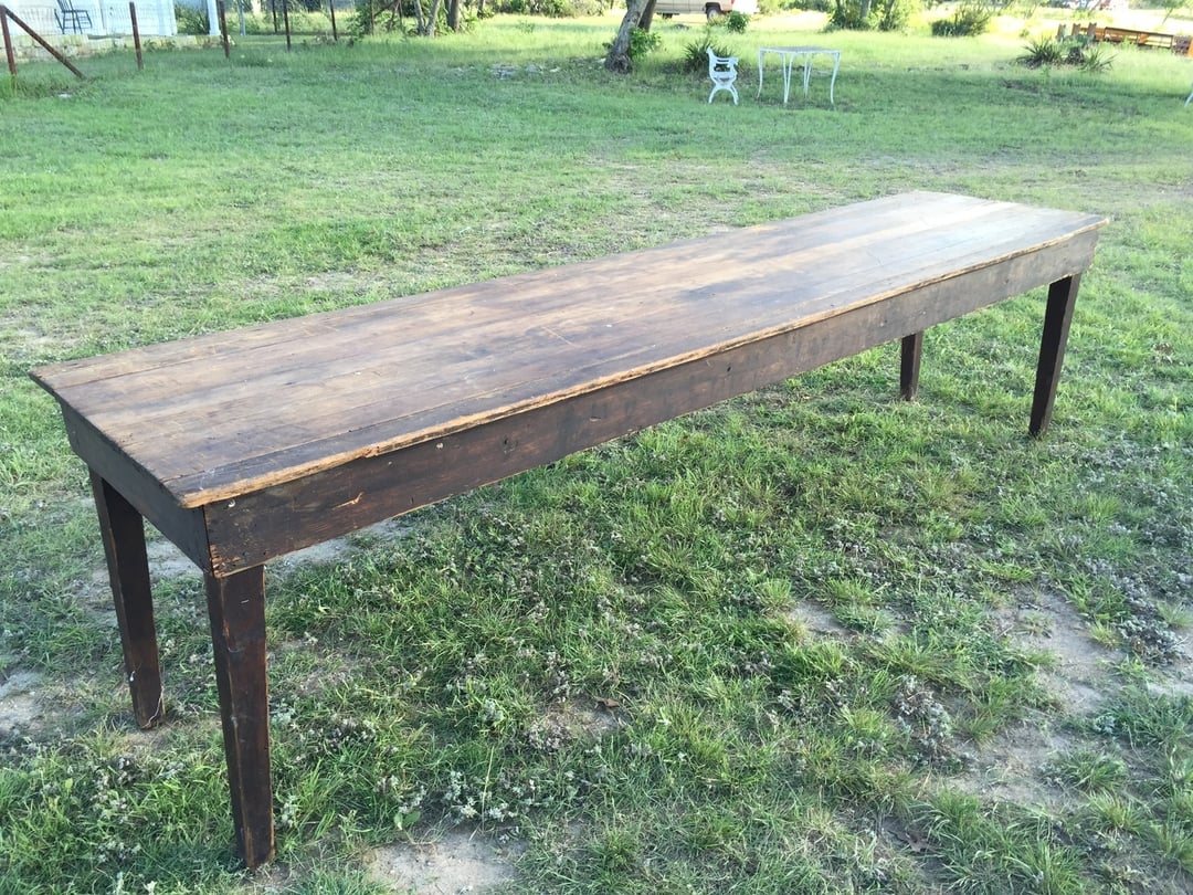 Vintage & Farm Table Rentals 10 Ft Dark Wood Farm Table