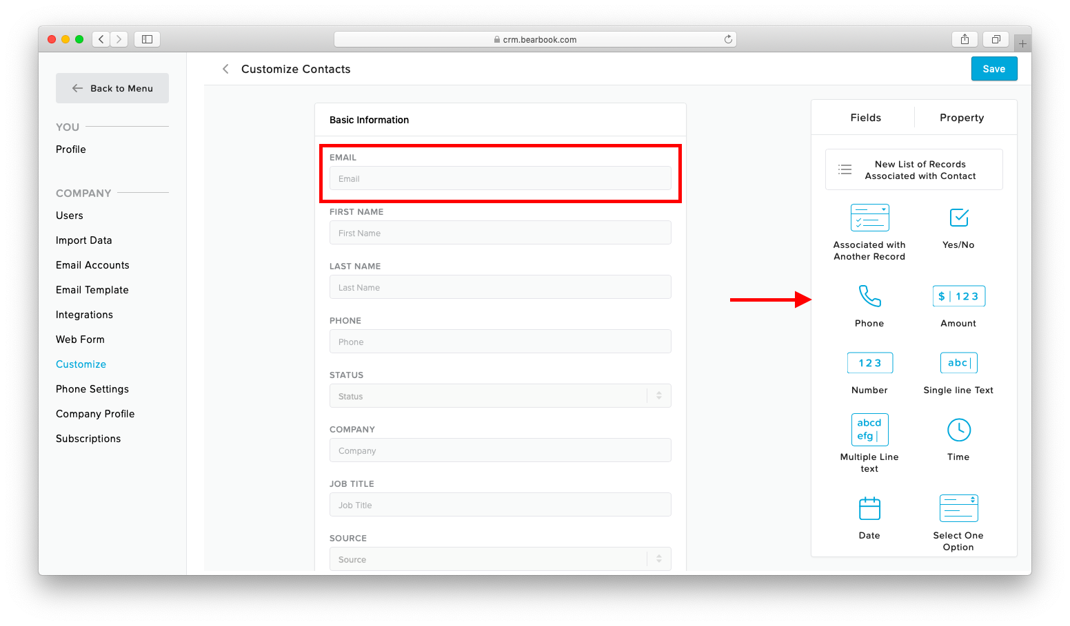 Customization Bearbook CRM