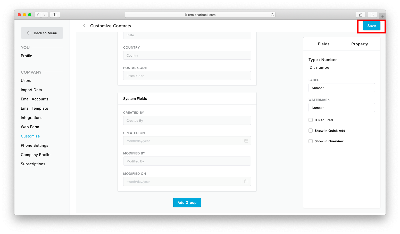 Customization Bearbook CRM