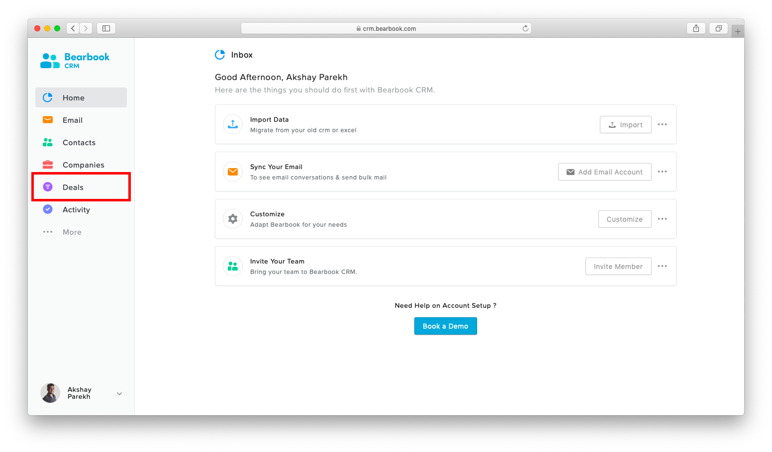 Import Deals Bearbook CRM
