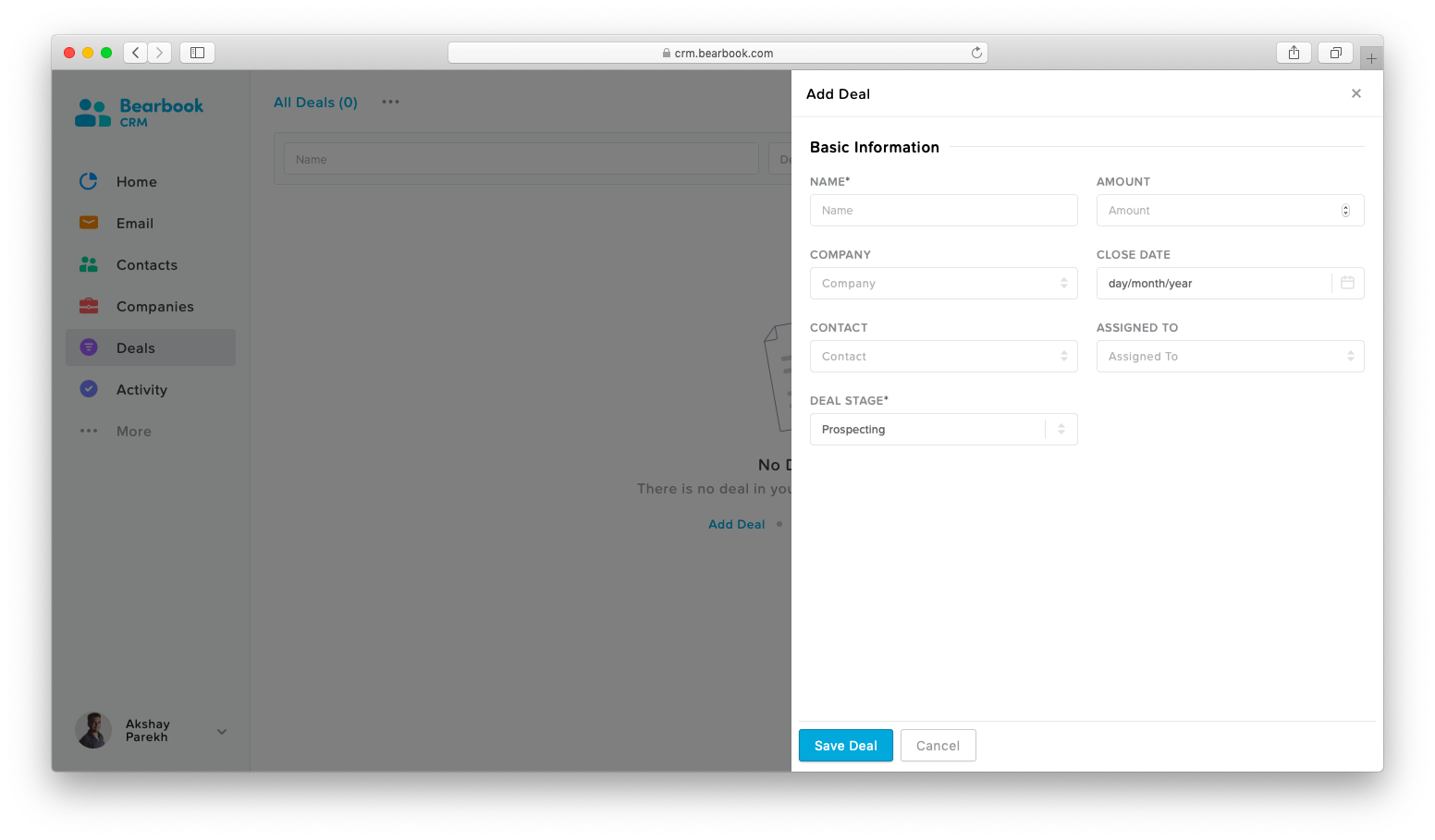 Import Deals Bearbook CRM
