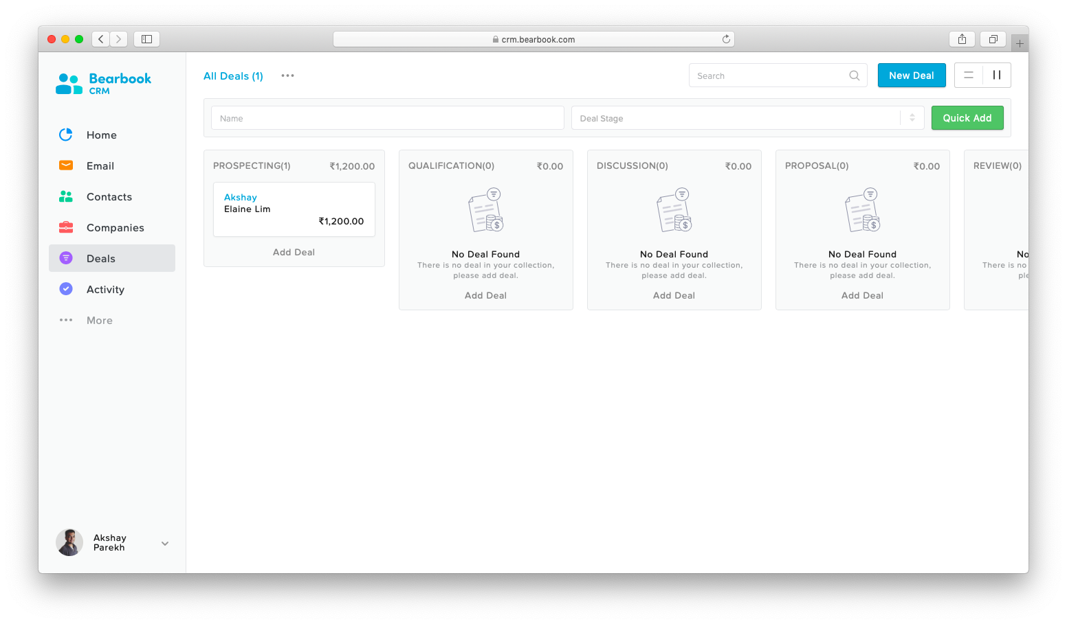 Import Deals Bearbook CRM