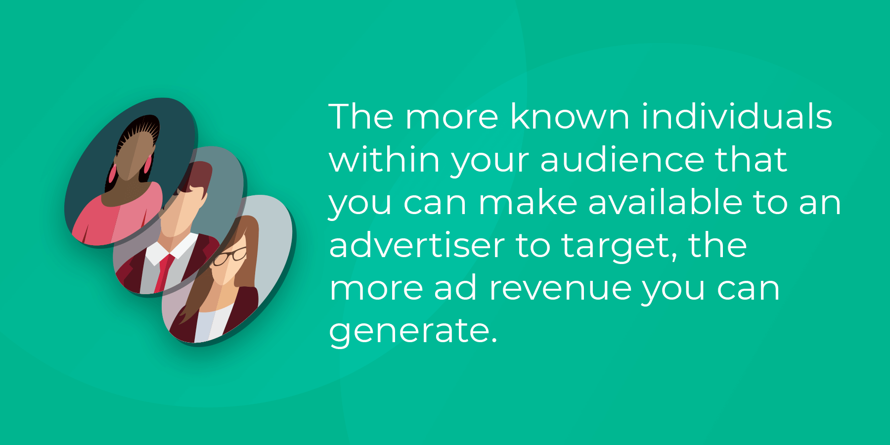 The more known individuals within your audience that you can make available to an advertiser to target, the more ad revenue you can generate.
