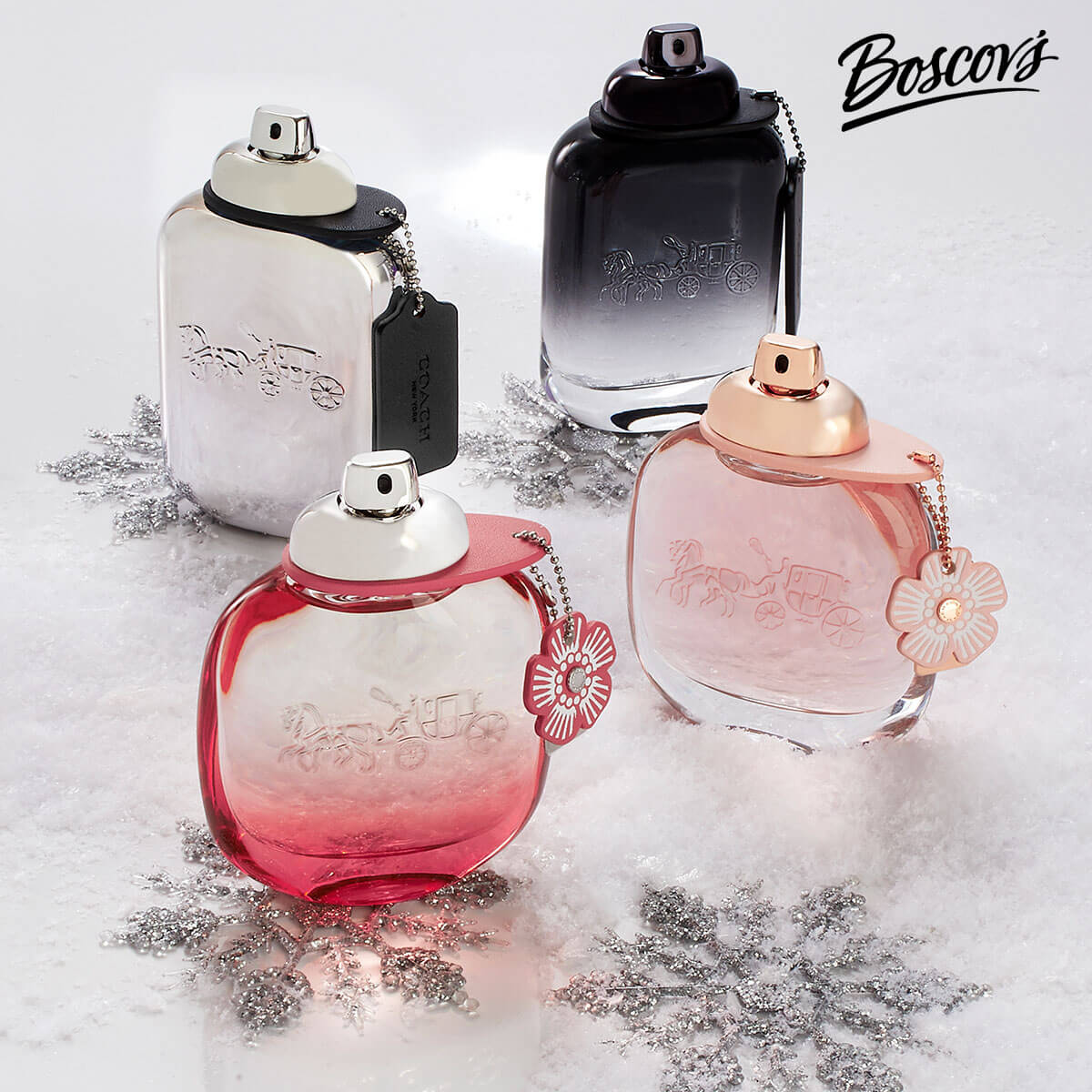 Photo of four different glass perfume bottles