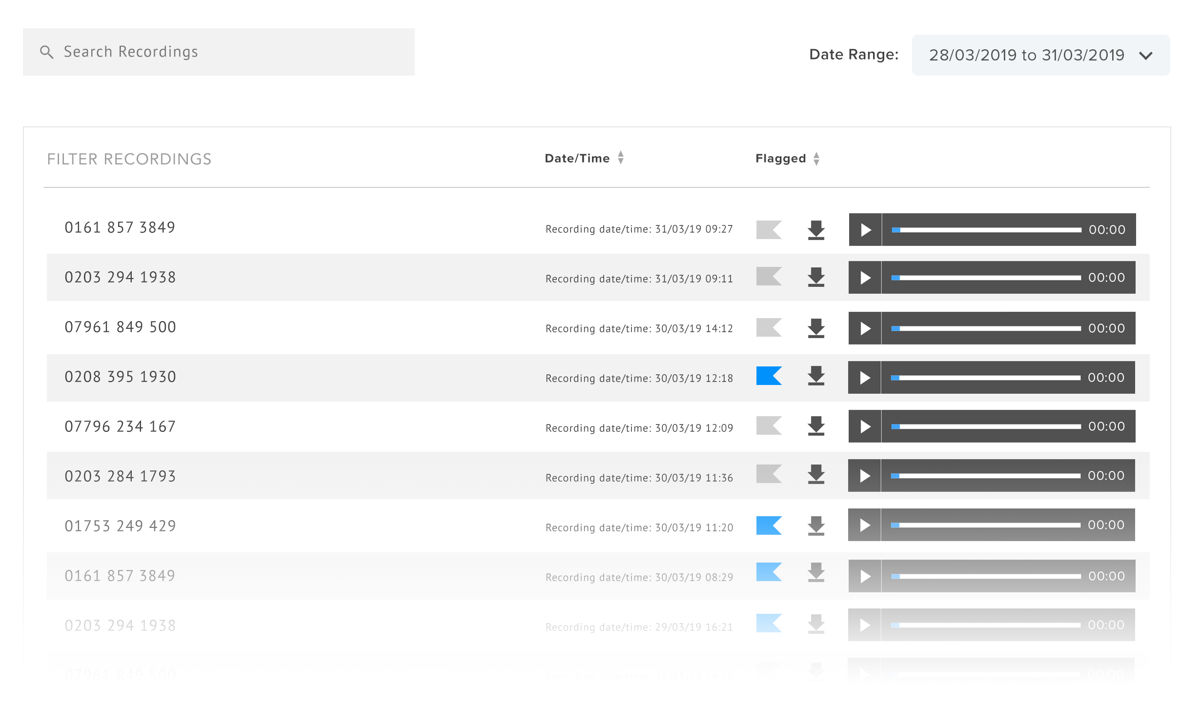 Instantly capture incoming business calls and playback instantly with stored call recording