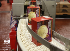 Ice cream cartons on conveyor belt