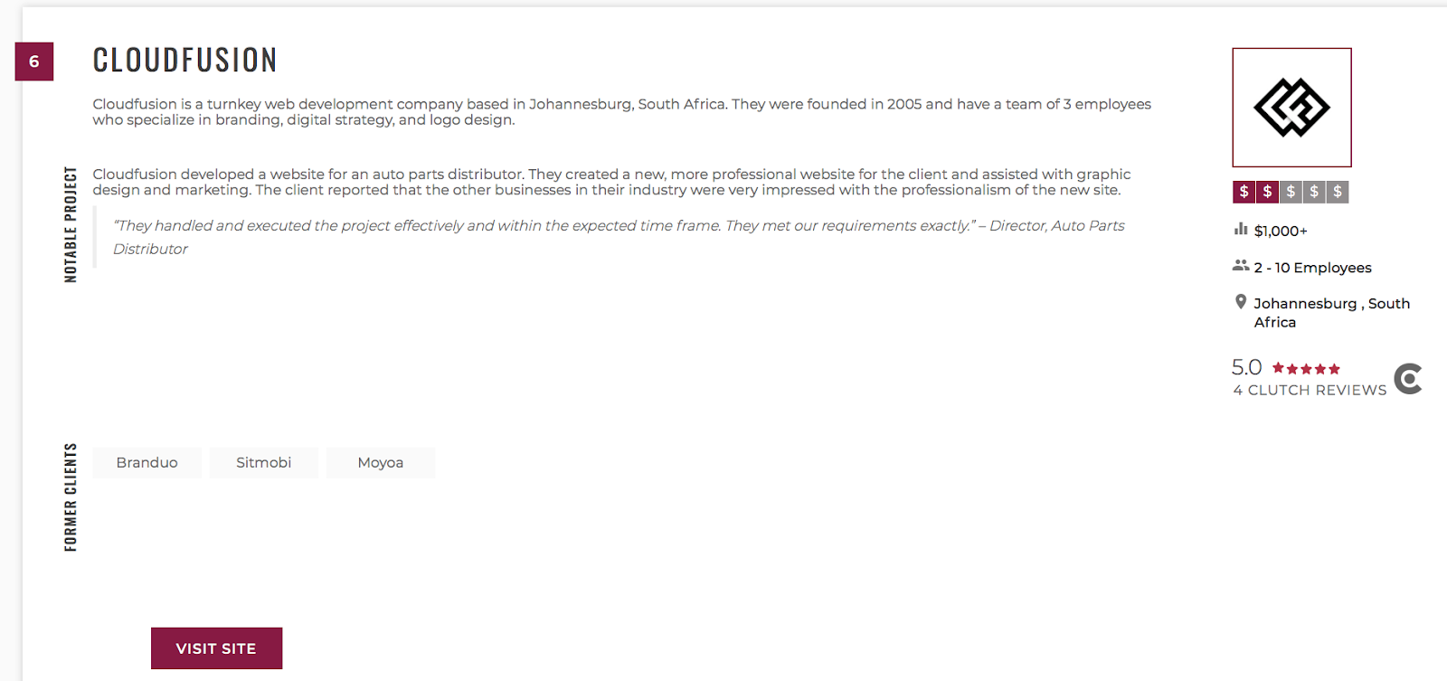 Cloudfusion's Manifest Profile Screenshot