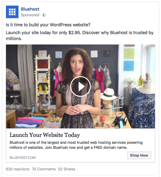 Bluehost ad examples
