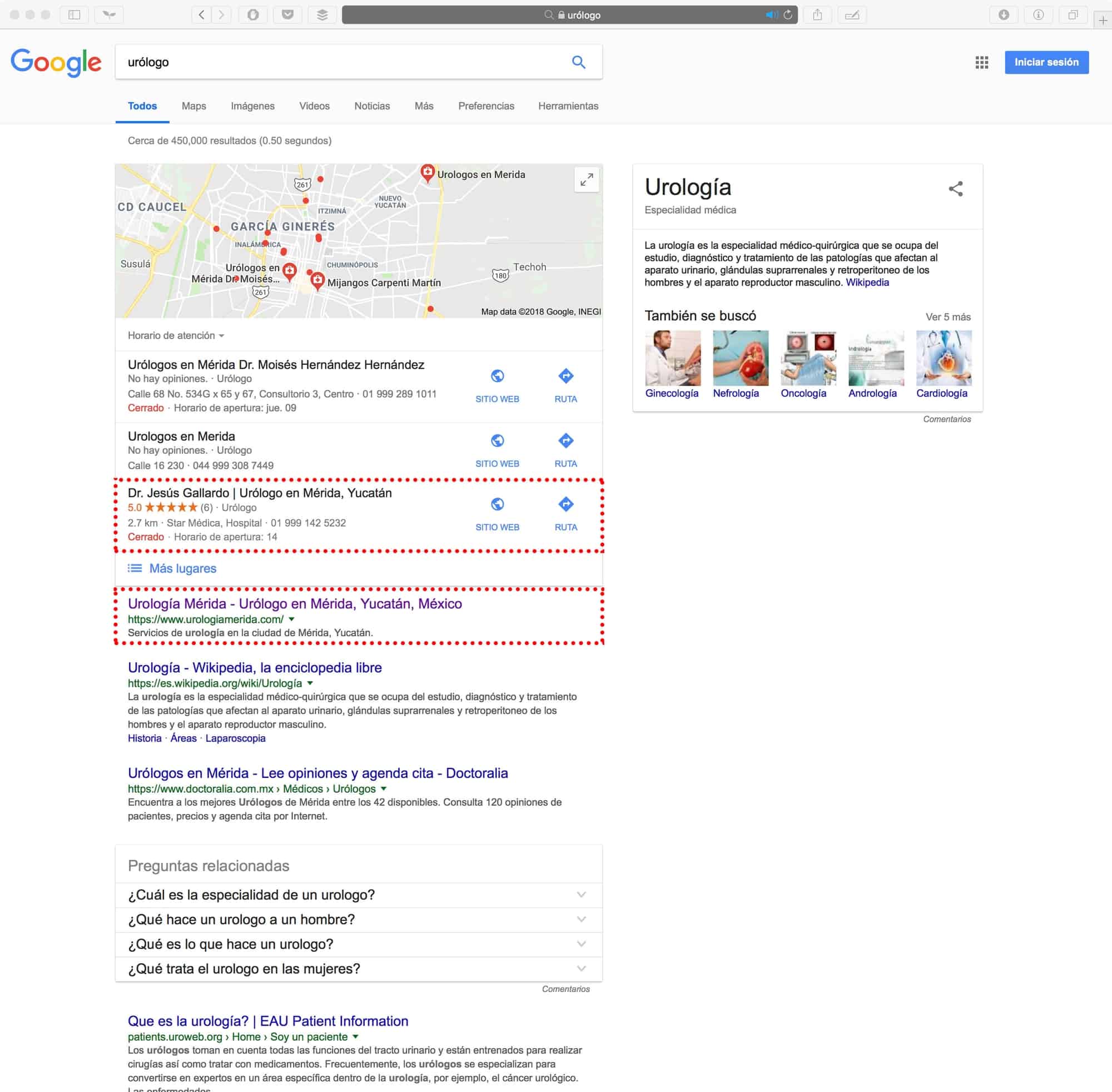 SEO urología mérida