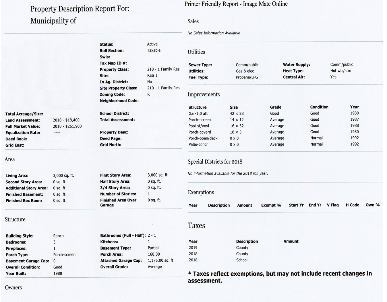 Sample of a Property Identification
