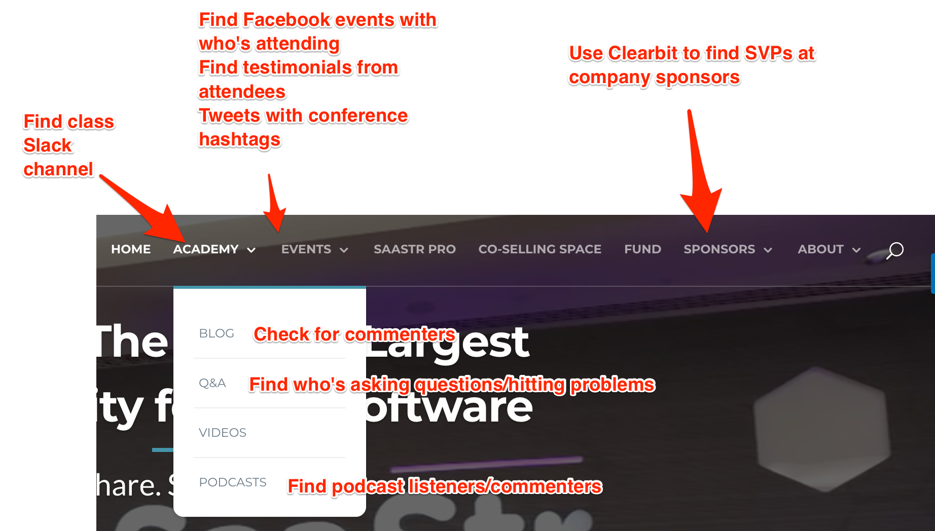 Use websites to find key prospect information.