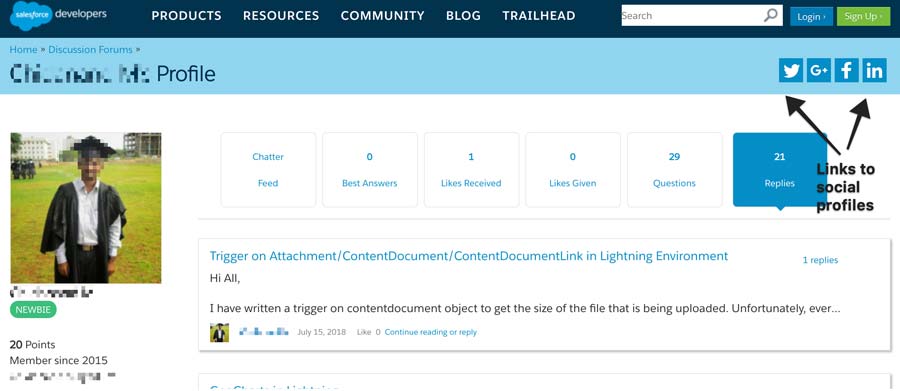 A typical forum profile page.