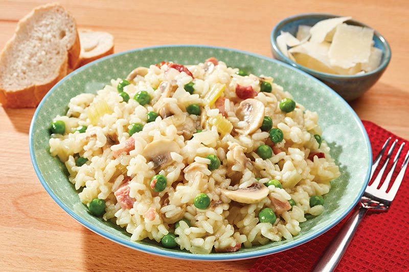 Bacon, Mushroom & Pea Risotto