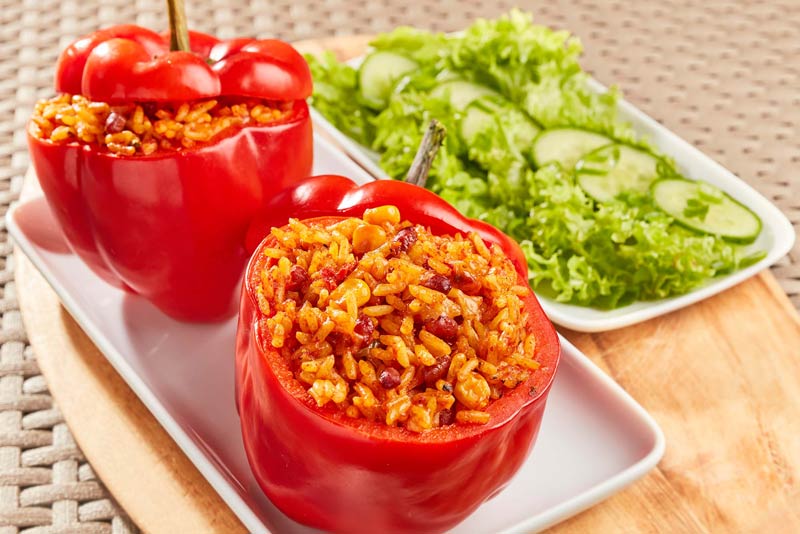 BBQ Peppers Stuffed With Mexican Rice