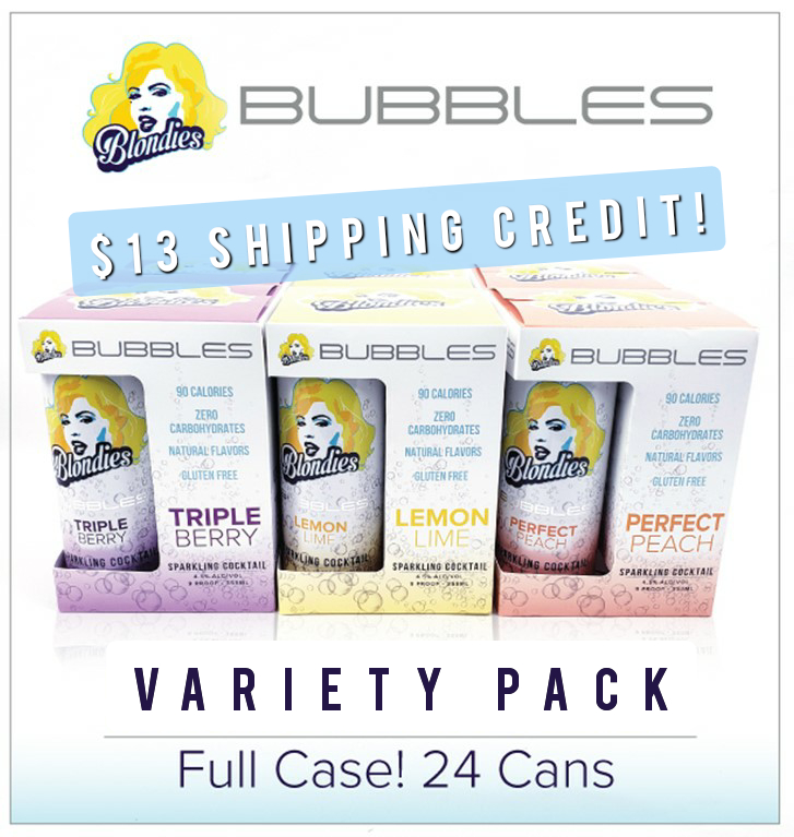 Blondies Bubbles Sample Pack 24 cans Peach, Lemon, Triple Berry