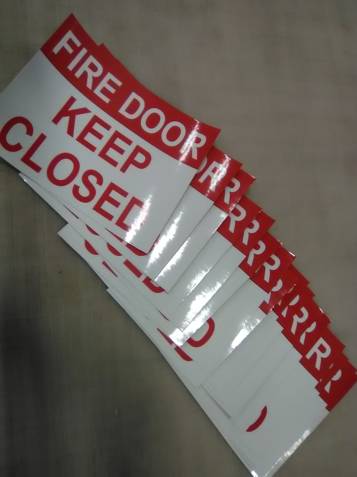Misc. interior emergency signage for exit doors.
