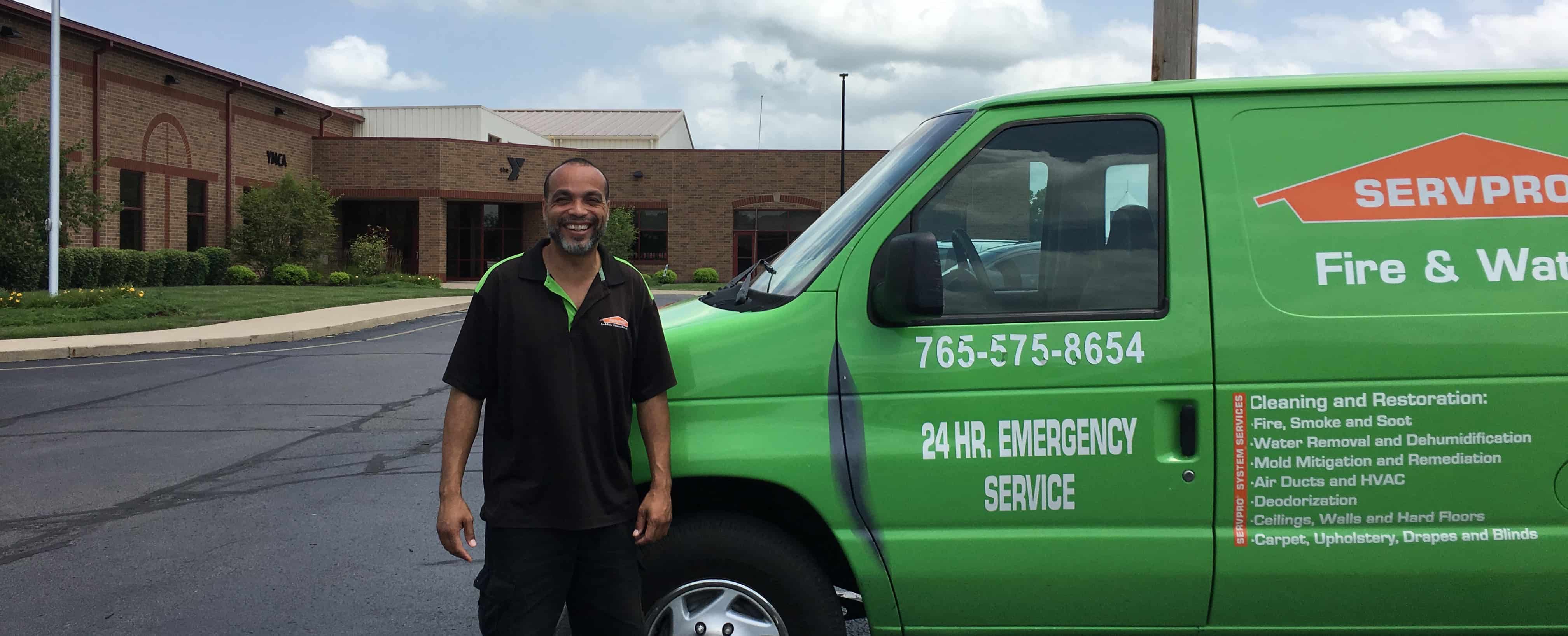 Servpro van outside of the Henry County YMCA symbolizing the partnership between the organizations.