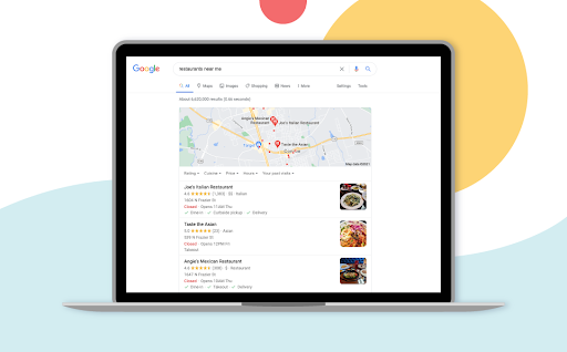 Google restaurant search