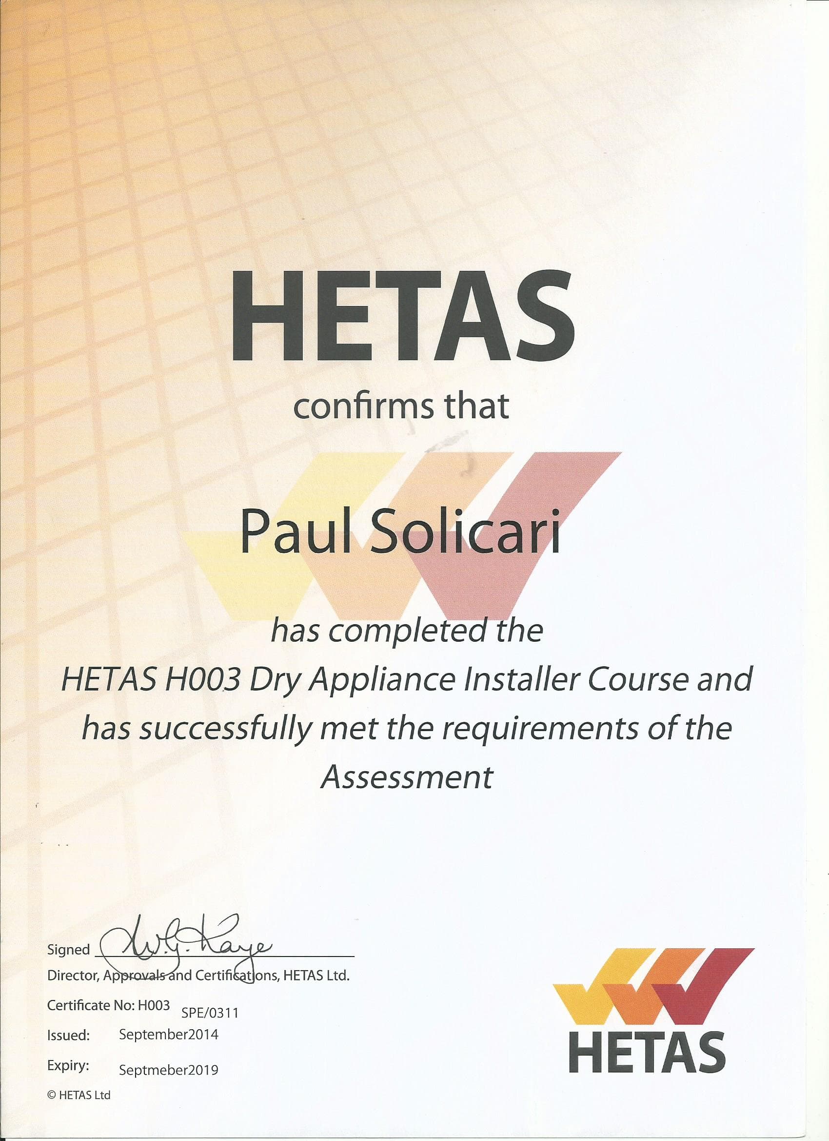 HETAS H003