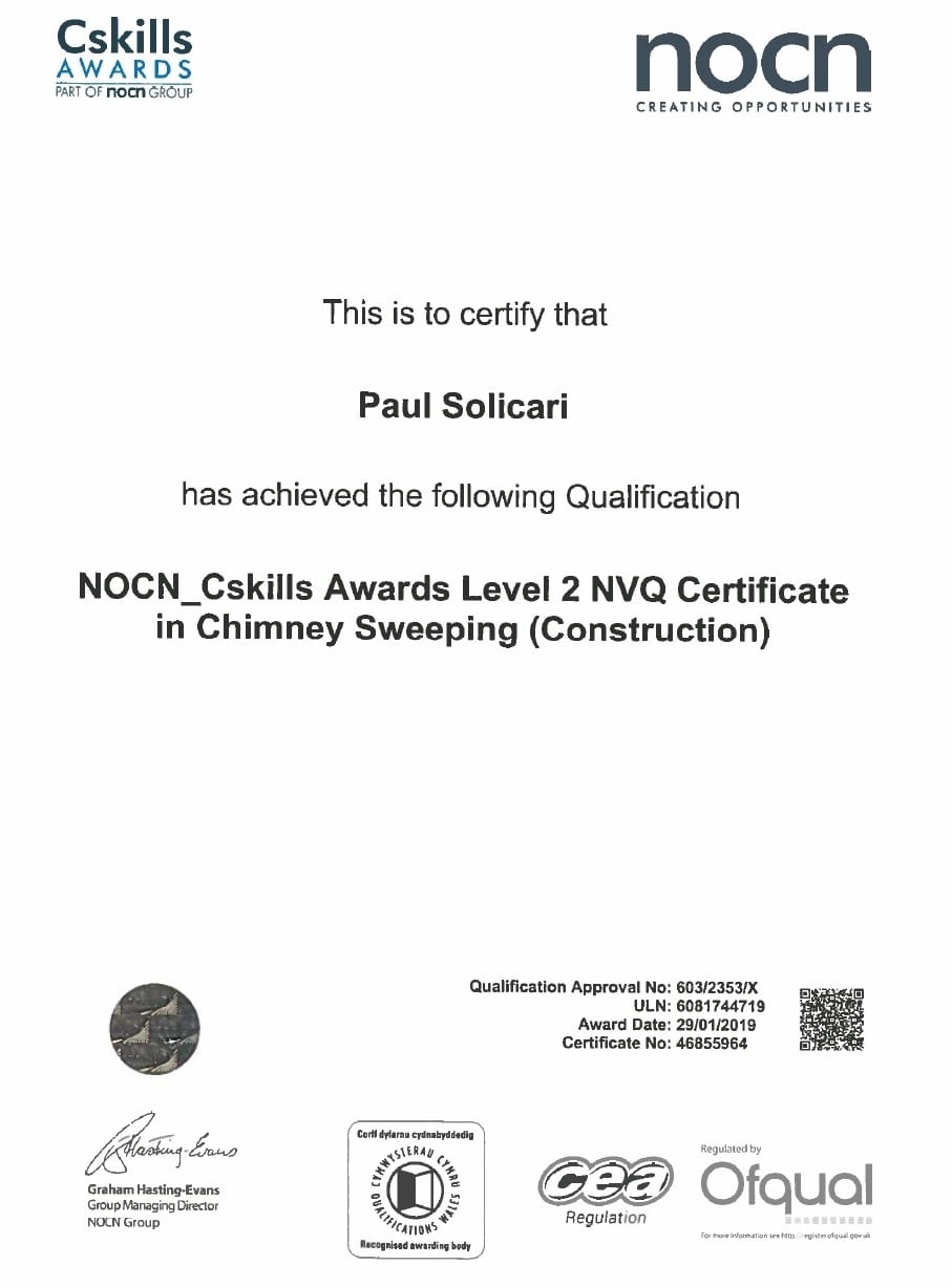 NVQ certificate