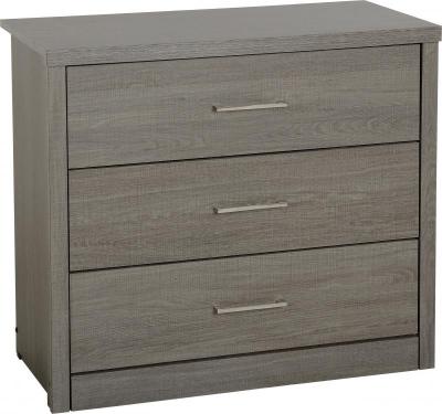 Lisbon 3 Drawer Wide Chest Black Wood Grain