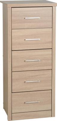 Lisbon 5 Drawer Narrow Chest Light Oak