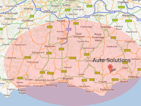 map of the south east where auto solutions cover