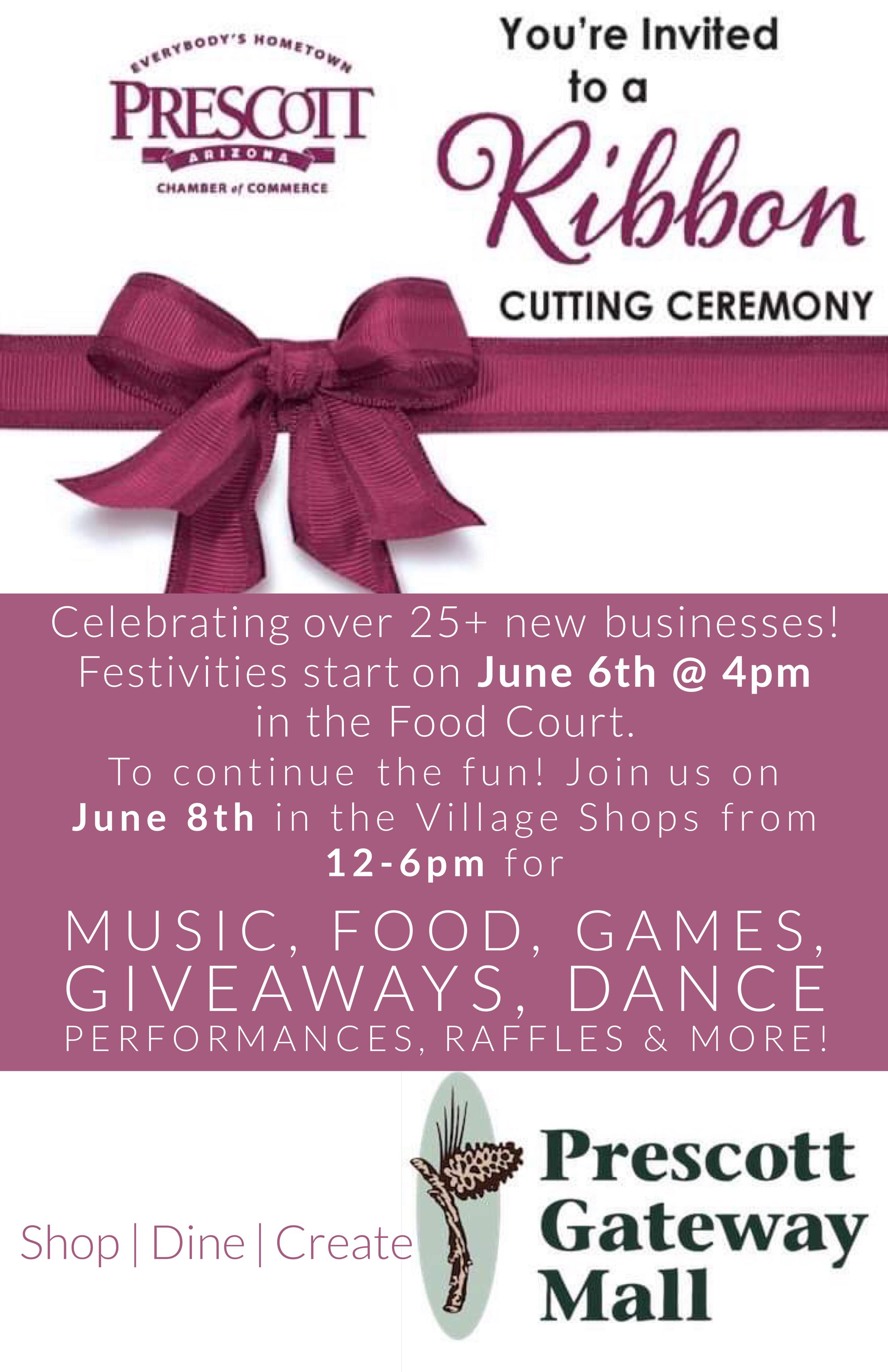 Maroon ribbon with ceremony event information