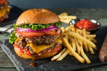 Large burger with fries