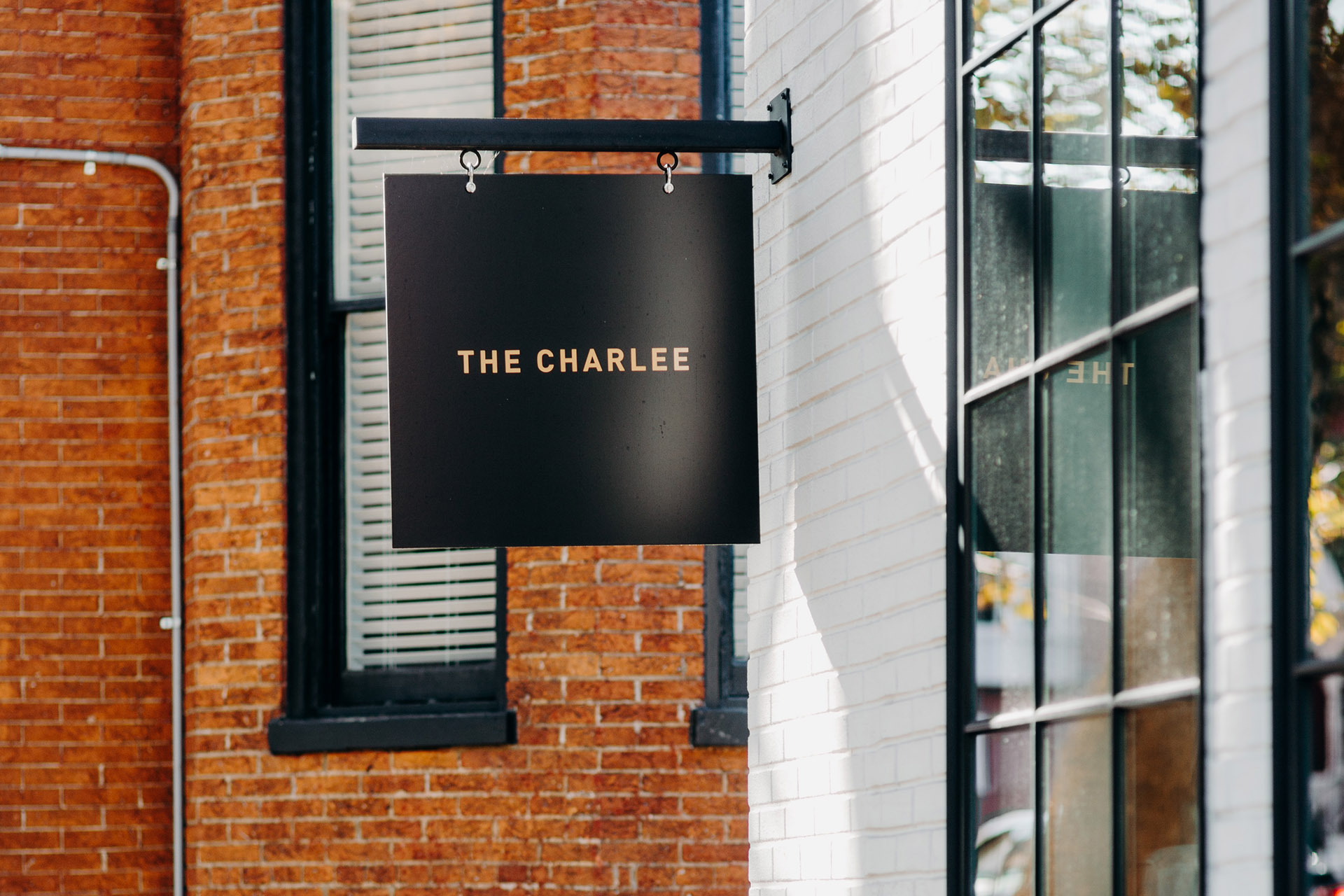 The Charlee salon's outside signage
